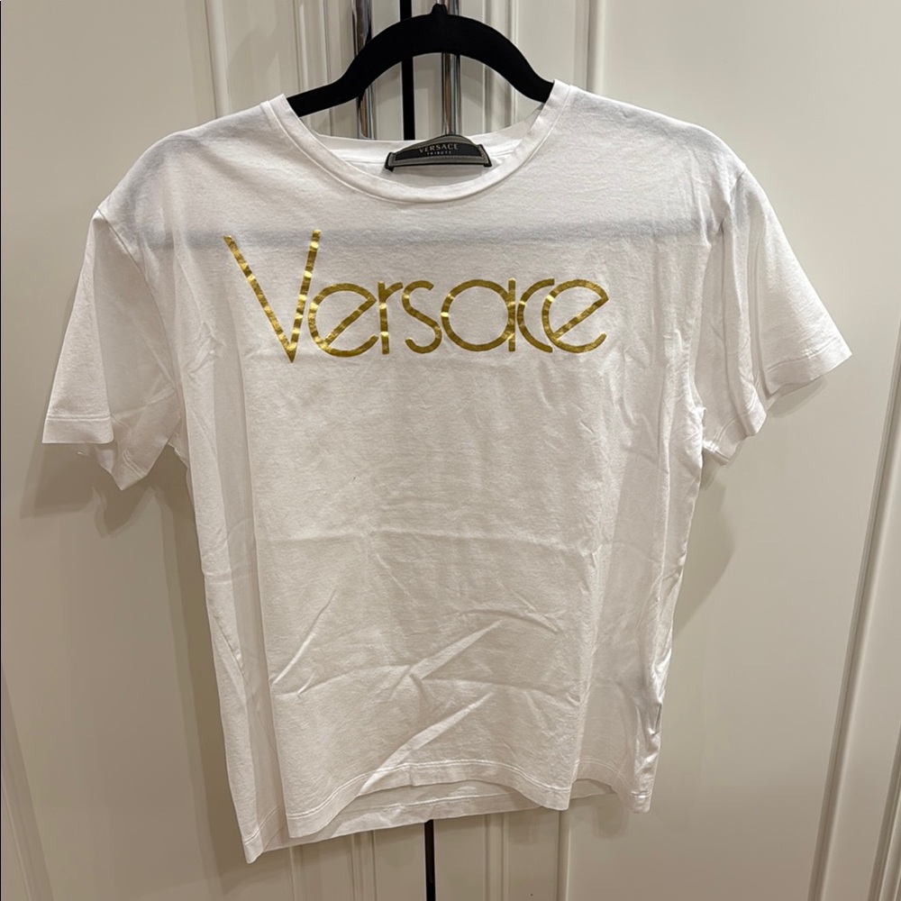 Versace Gold Logo White Tee